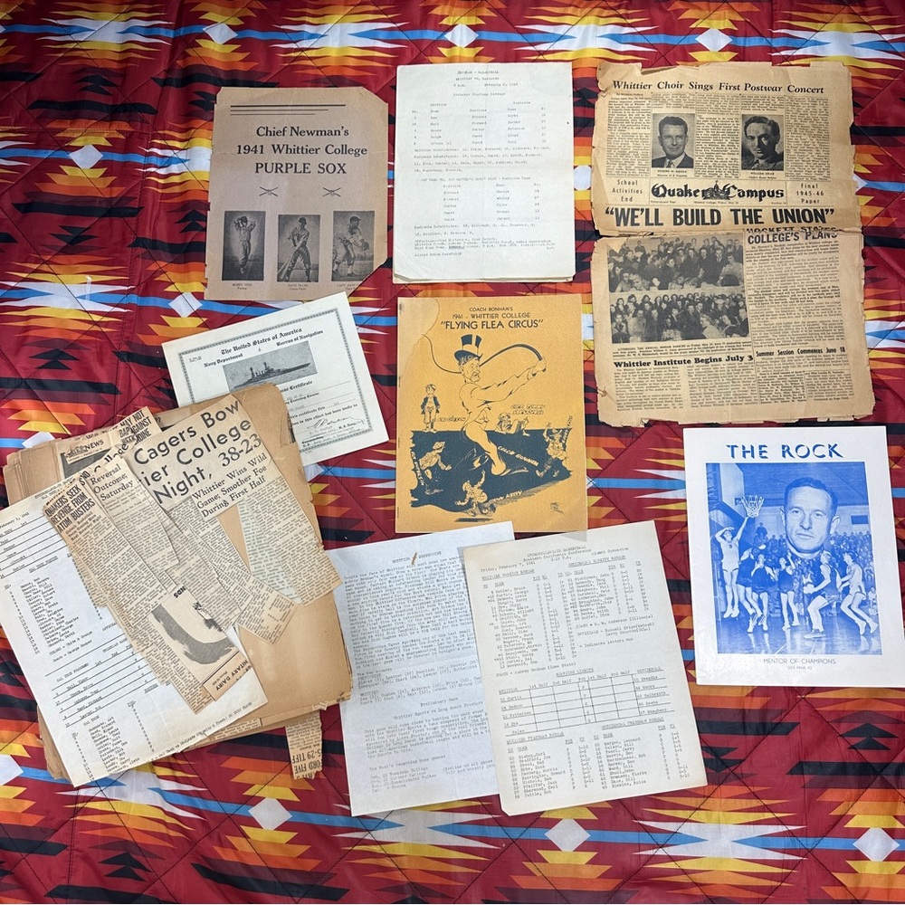 1940s Whittier California College Newspapers Scrapbook Photographs Basketball
